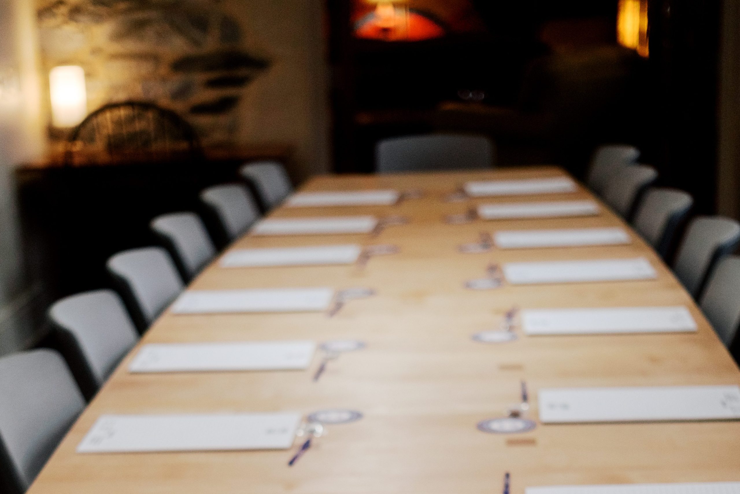 the art gallery boardroom table close-up